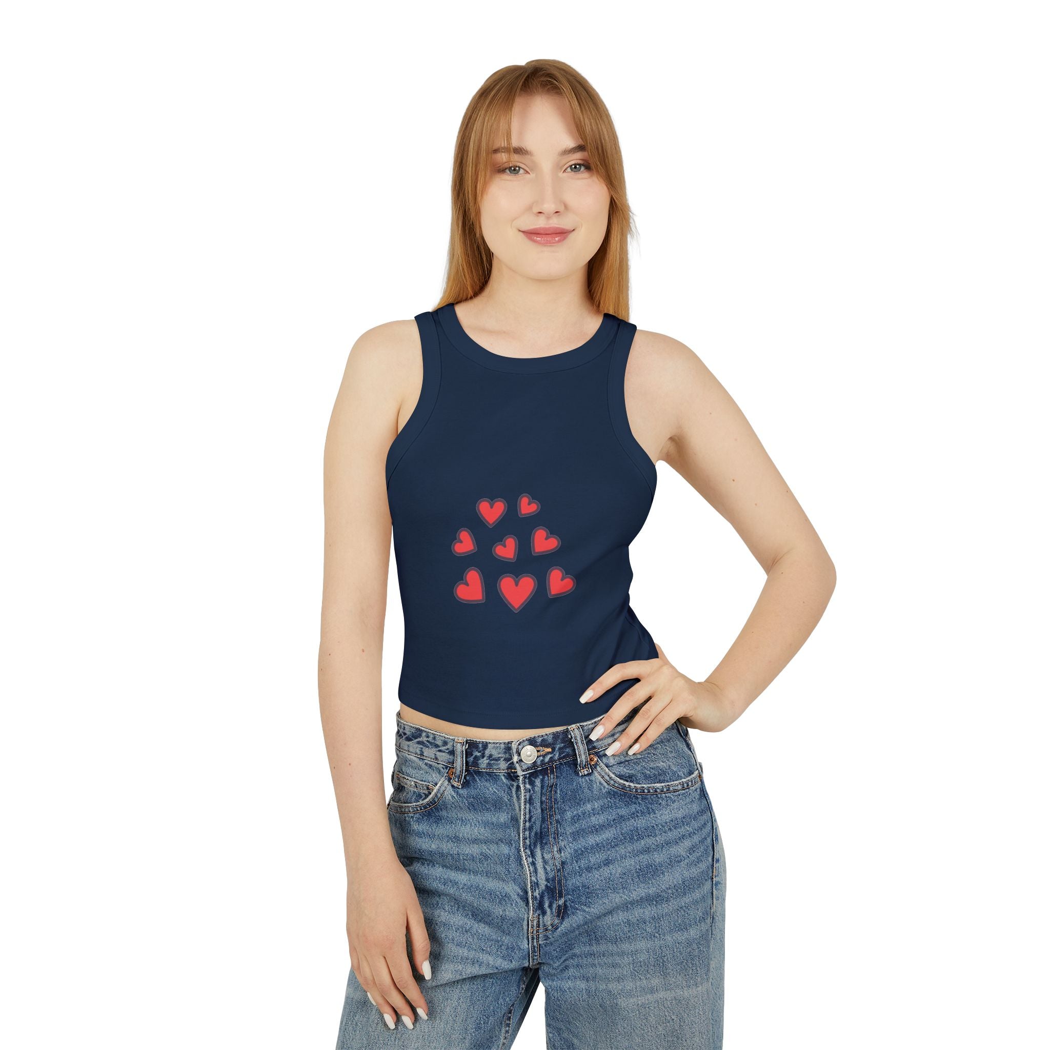 Velan Women's Hearts Tank Crop Top