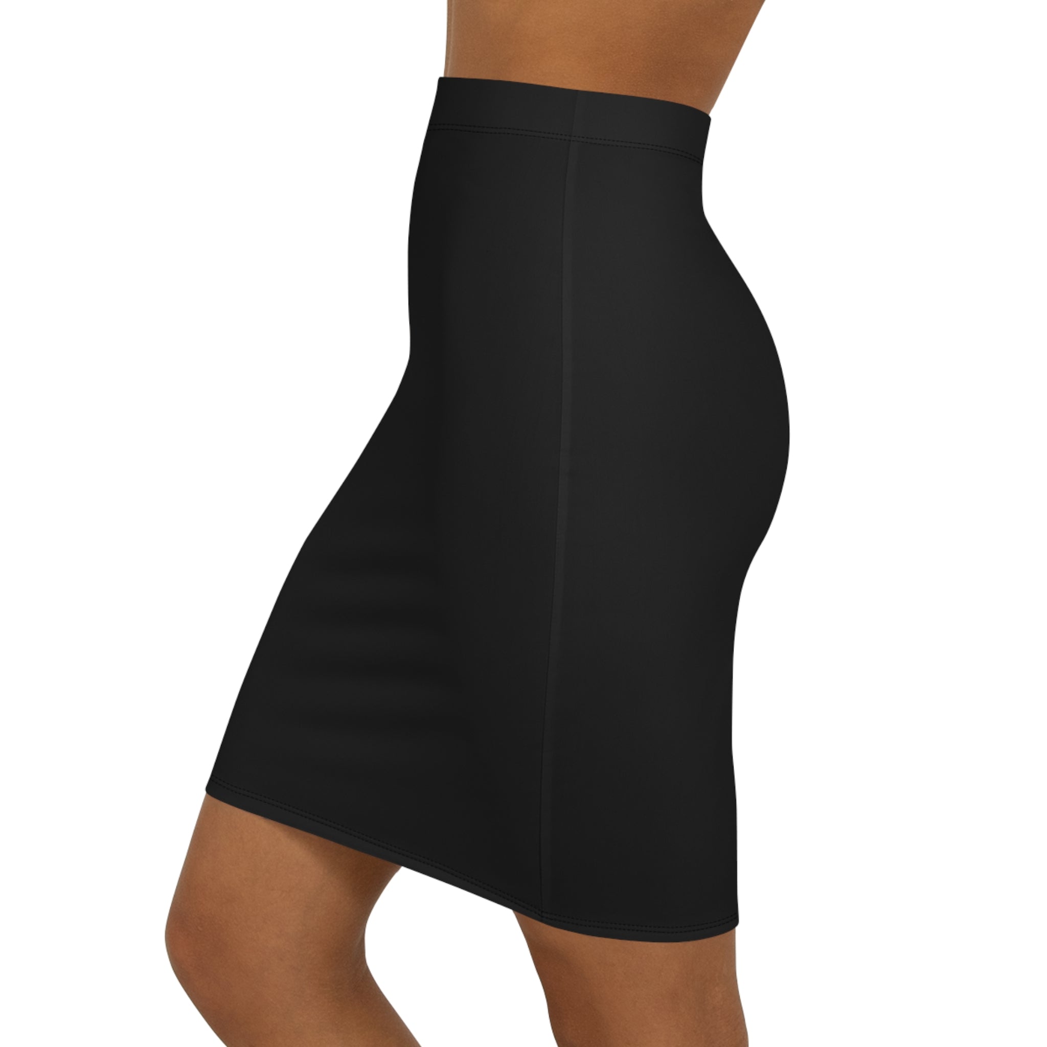 Velan Black Mid-Waist Pencil Skirt