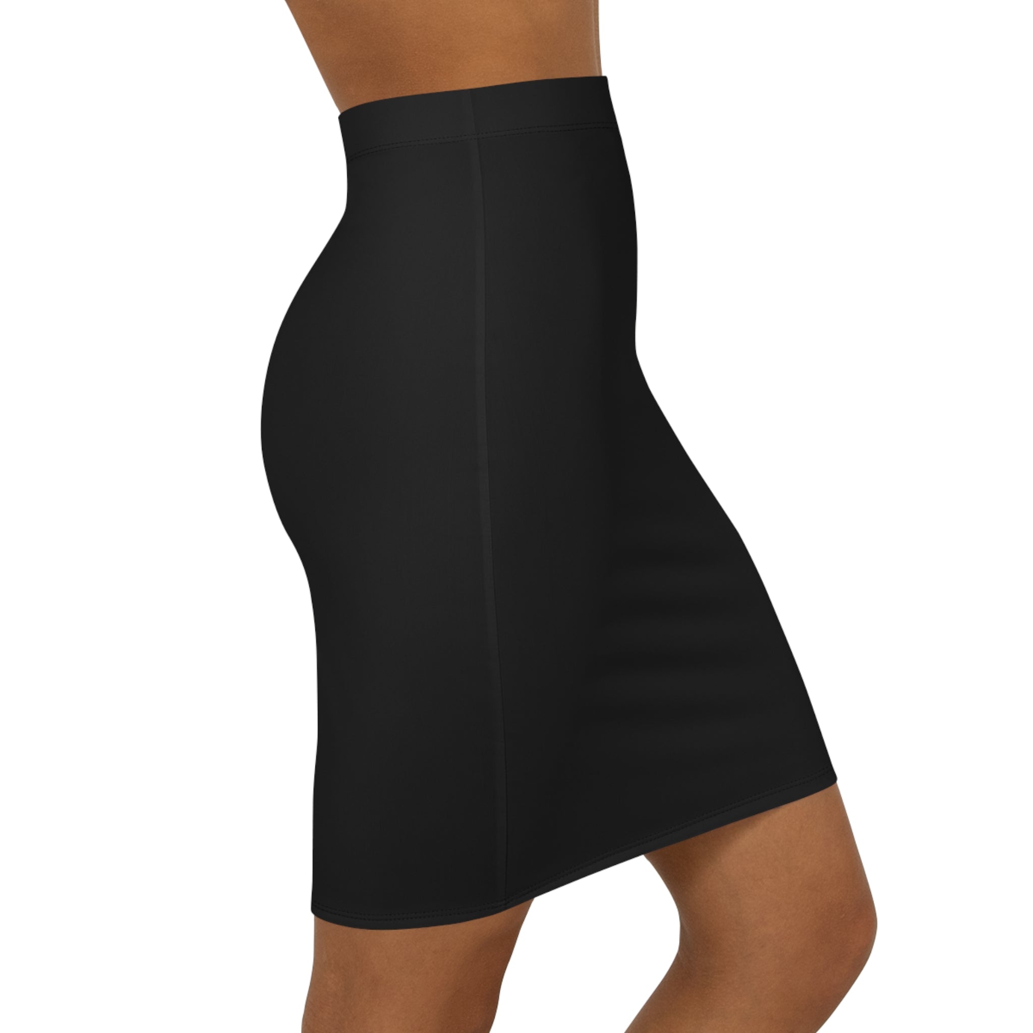 Velan Black Mid-Waist Pencil Skirt